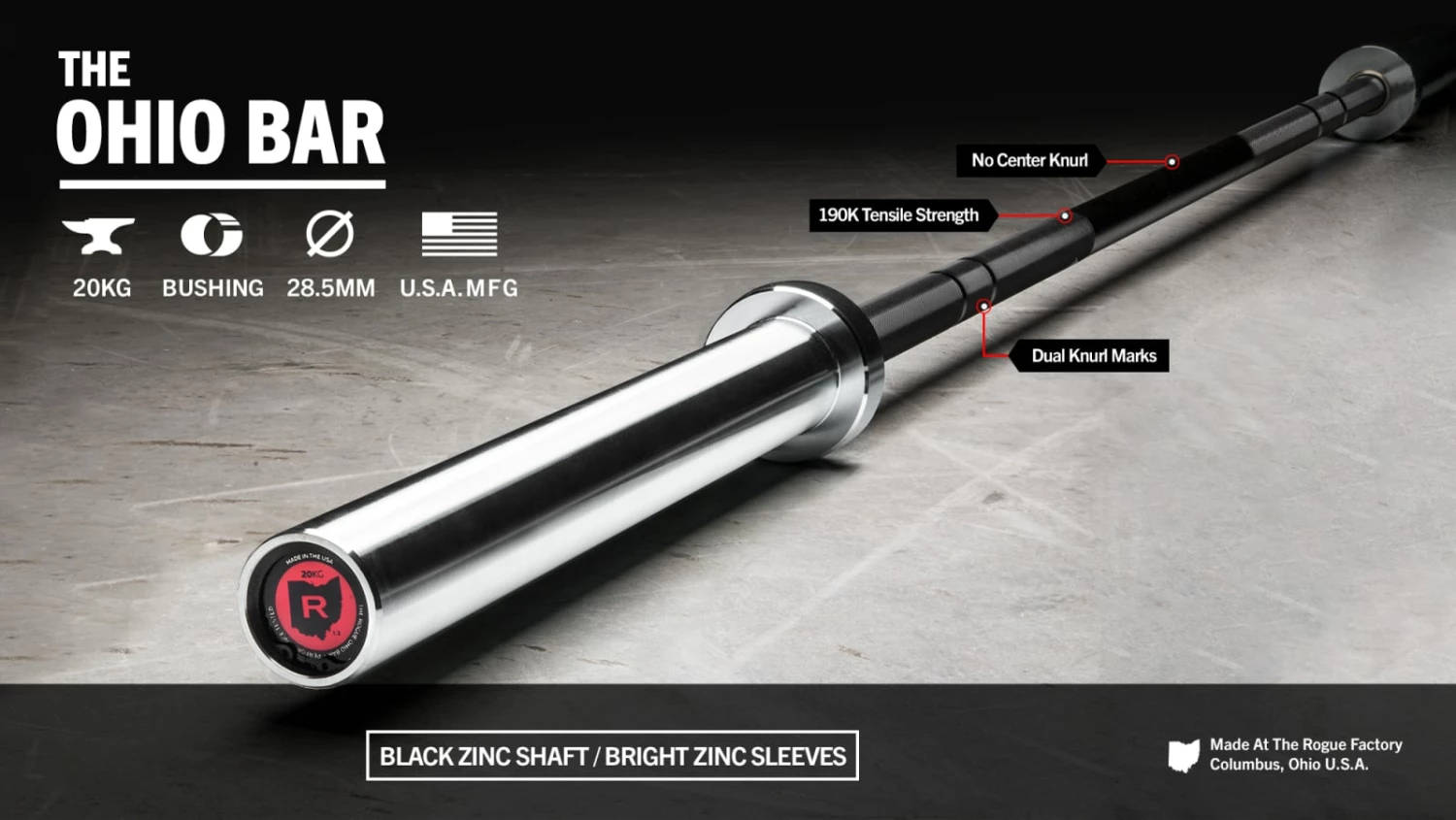 Rogue Fitness The Ohio Bar - Black Zinc