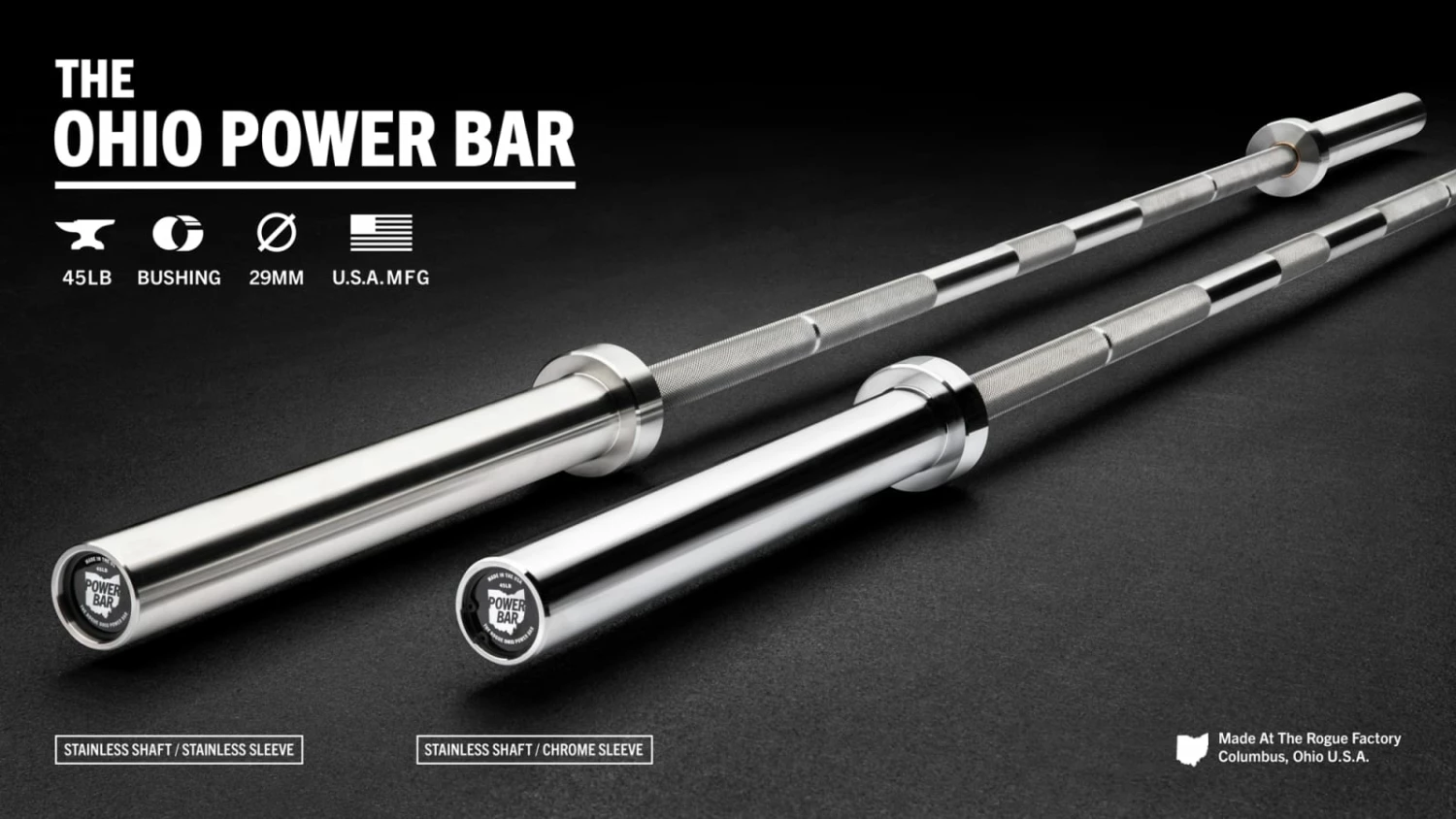 Rogue Fitness Rogue 45LB Ohio Power Bar - Stainless Steel