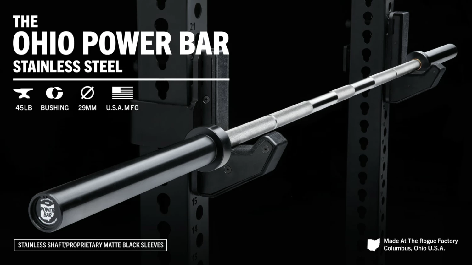 Rogue Fitness Rogue 45LB Ohio Power Bar - Stainless / Black