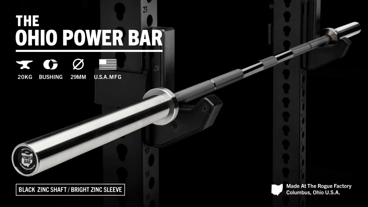 Rogue Fitness Rogue 20KG Ohio Power Bar - Black Zinc