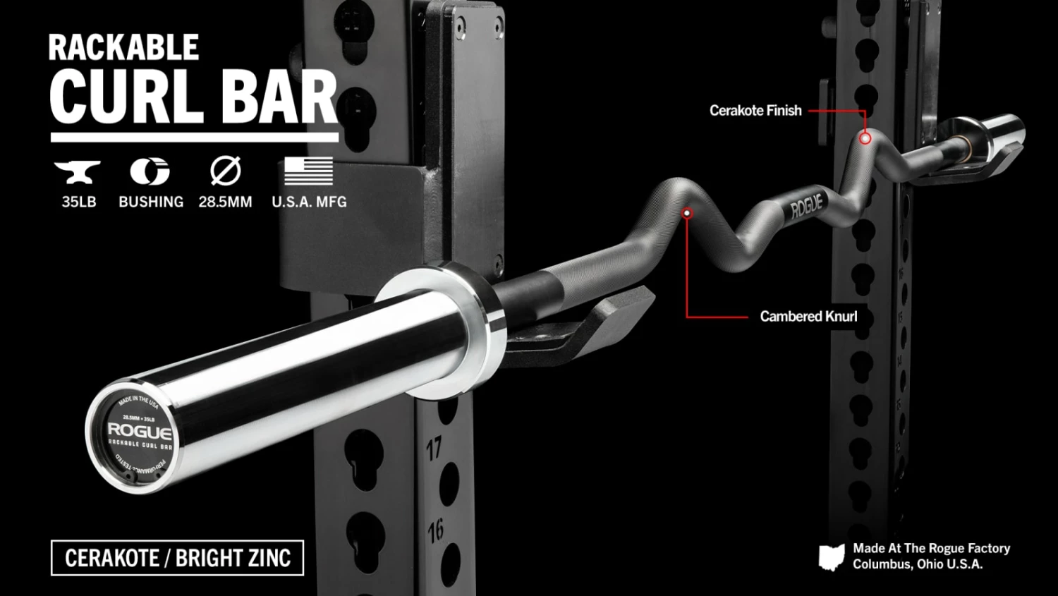 Rogue Fitness Rogue Rackable Curl Bar - Cerakote